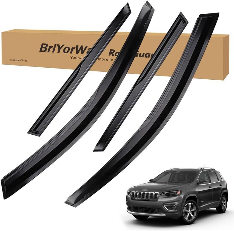 BriYorWay Vent Shades Rain Guards for Jeep Cherokee 2014 2015 2016 2017 2018 2019 2020 2021 2022 2023 Accessories, for Jeep Cherokee Window Deflectors Window Visors - Image 1
